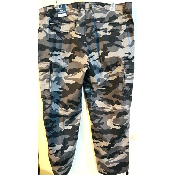 New George Men's Black Camo Cargo Pants Size 44 Drawstring Cuff - Picture 2 of 4